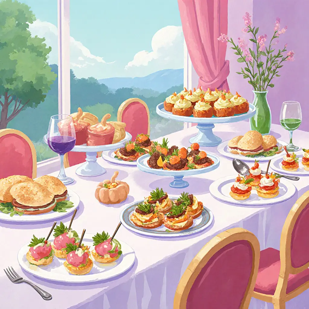 فینگر فود لوکس و مدرن مراسم عروسی - نوا آرا | پذیرایی با کباب ترکی، سمبوسه، استارت‌رهای فرنگی، چیدمان خلاقانه، سرویس نقره‌ای